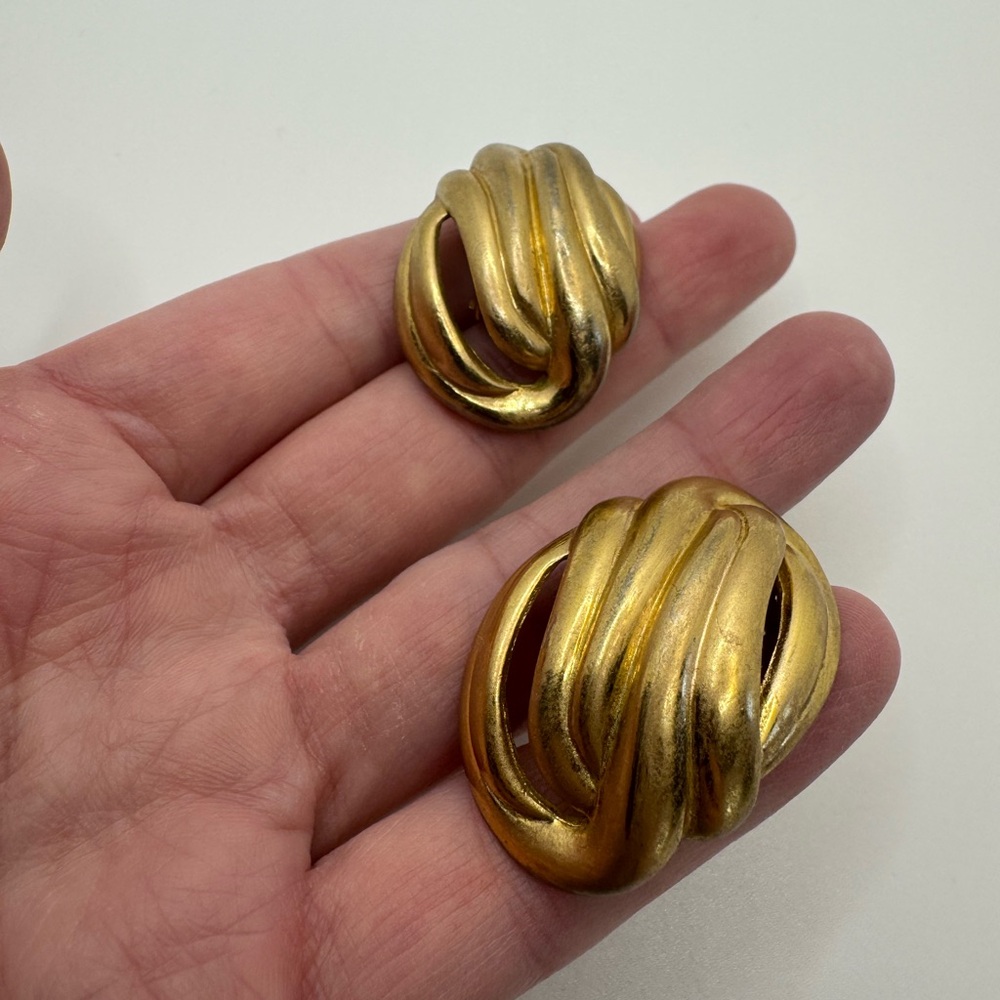 Givenchy Gold Tone Spiral Earrings - Picture 4 of 7